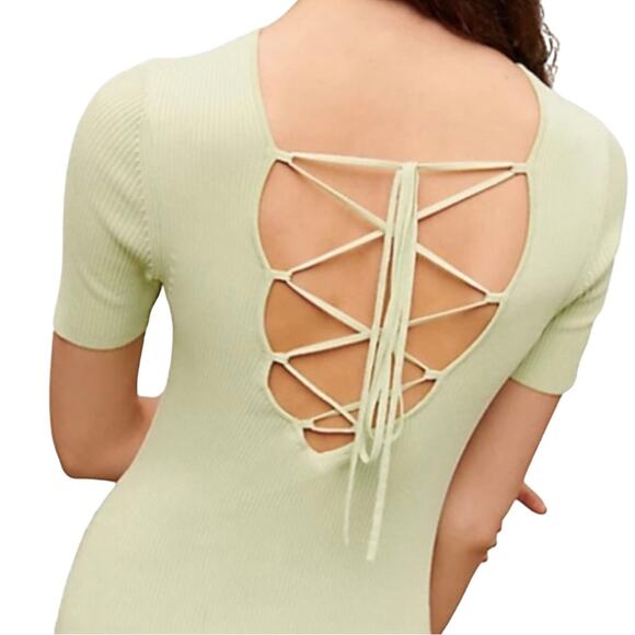 NWT! Maje Rib-Knitted Fitted Scoopback Midi Dress - Large (MSRP: $415) - Picture 6 of 16